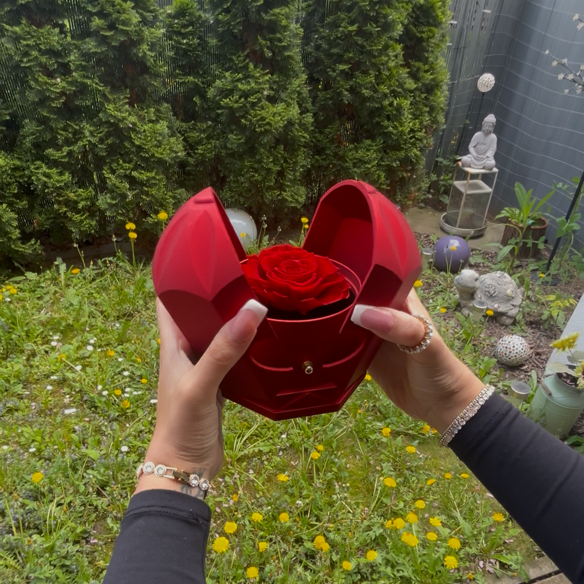Für immer Rose – Geschenkbox mit Geheimfach für persönliche Botschaft