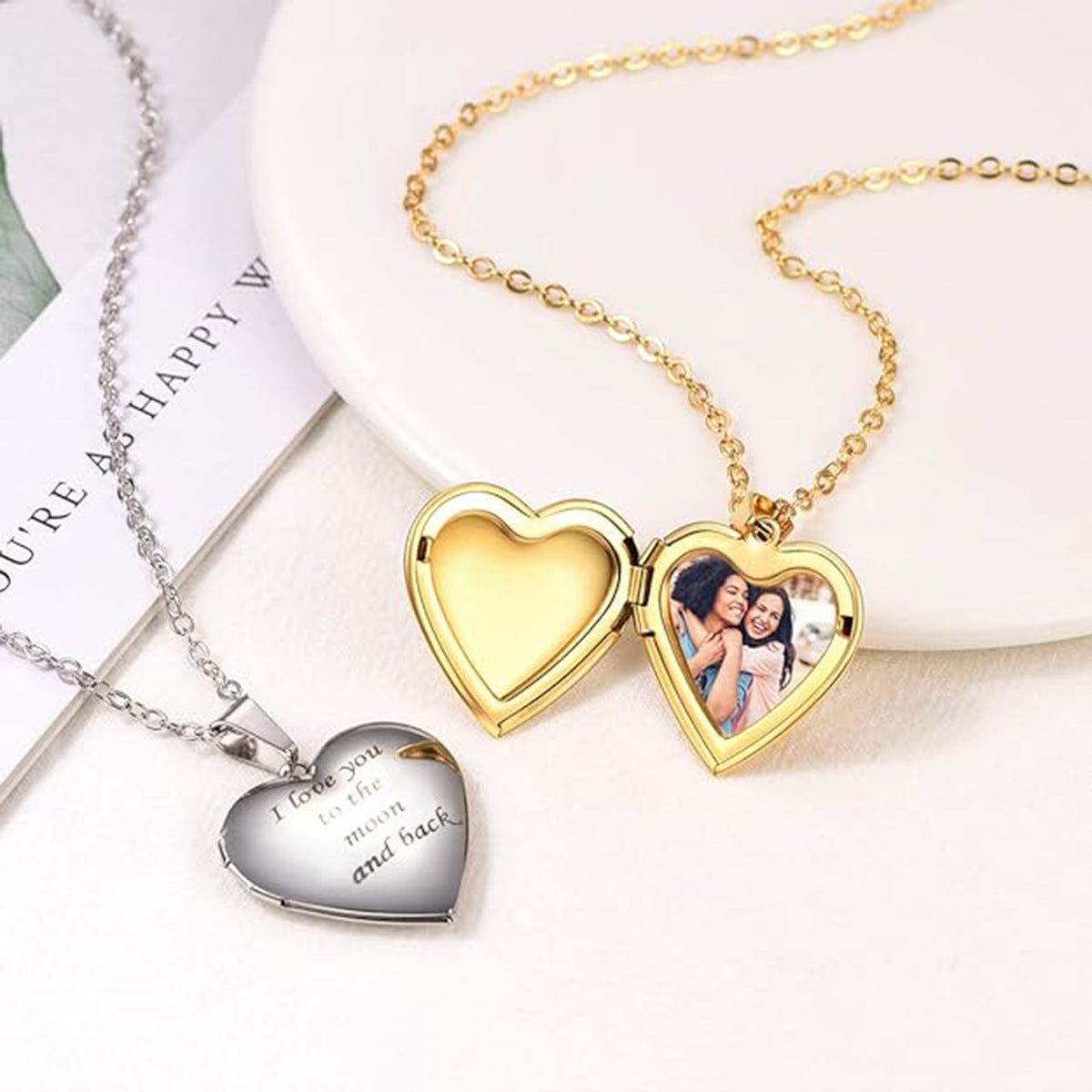 Herz-Medaillon mit Bild & Gravur – Geschenk für Mama