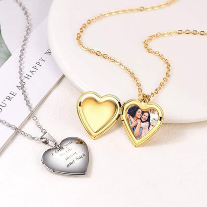 Herz-Medaillon mit Bild & Gravur – Geschenk für Mama