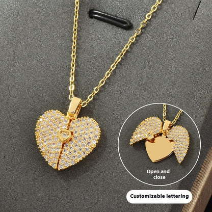 Personalisierte Zirkonia Herzkette mit Gravur